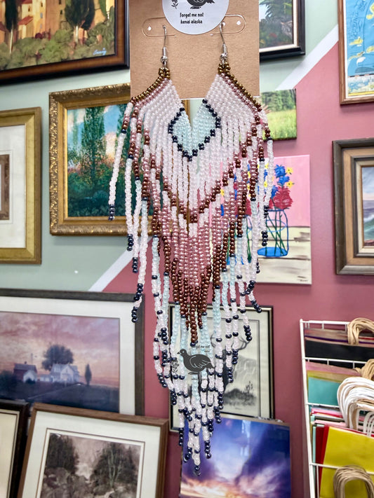 Alaska Arctic Wings Fringe Bead Earrings