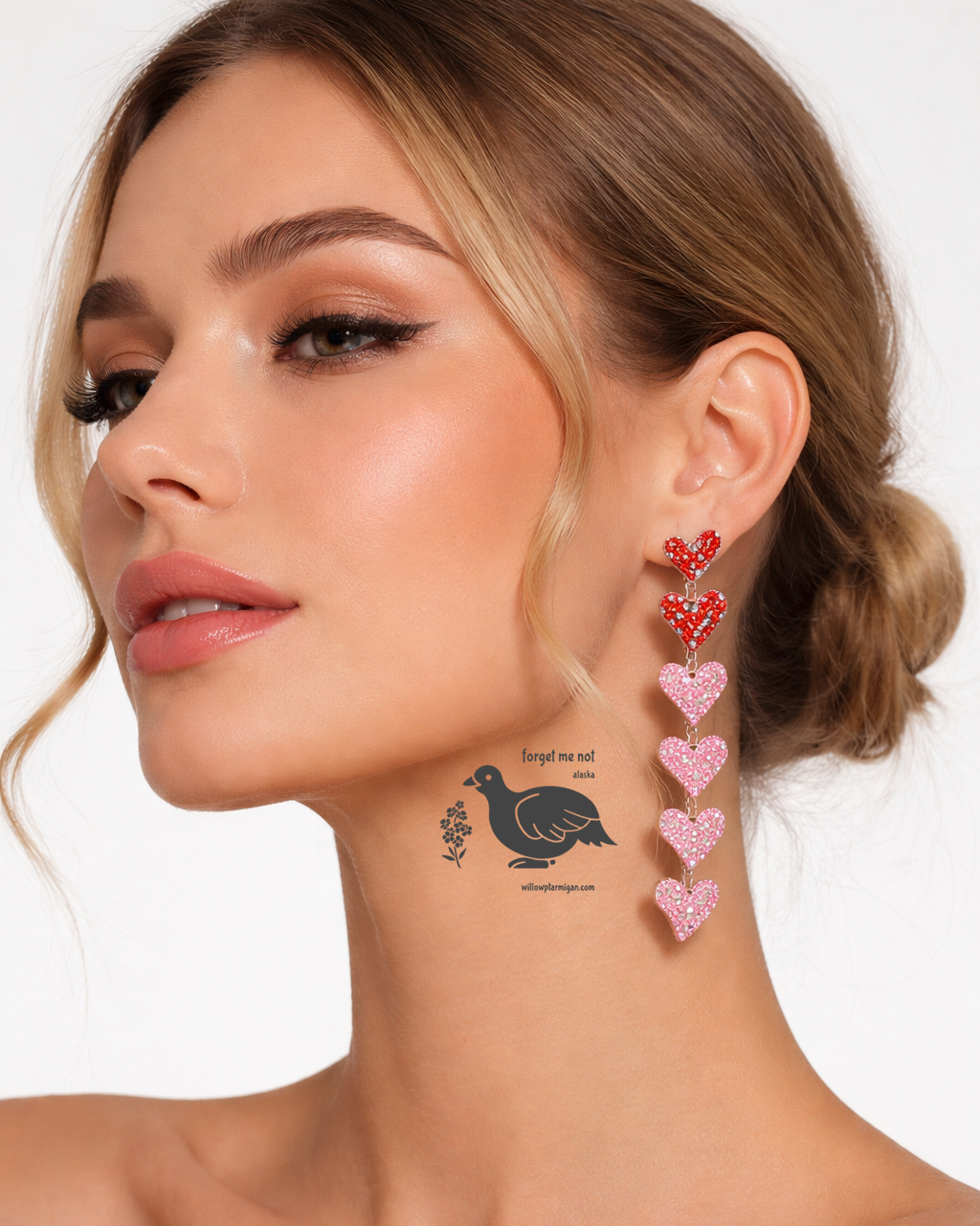 Esme Heart Drops Rhinestone Earrings