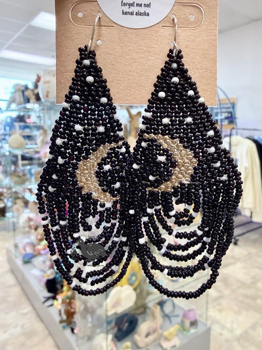 Alaska Starry Night Moon Drop Bead Earrings