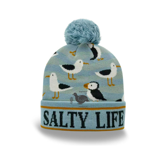 Alaska Salty Life Puffin & Seagull Pom Beanie