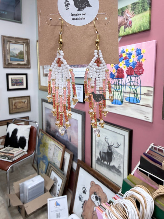 Alaska Salmon Roe Cream Cheese Bead Earrings