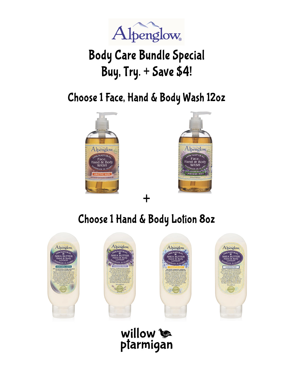 Alpenglow Body Care Bundle Special, Wash & Lotion ***Save $4!*** ALP