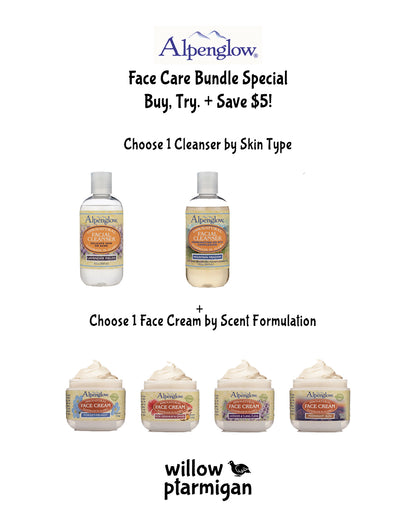 Alpenglow Face Care Bundle Special *Lavendar Fields or Mountain Meadow 8oz* Cleanser & 4oz Cream ***Save $5!*** ALP
