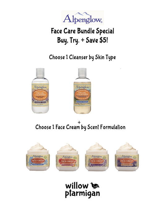 Alpenglow Face Care Bundle Special *Lavendar Fields or Mountain Meadow 8oz* Cleanser & 4oz Cream ***Save $5!*** ALP