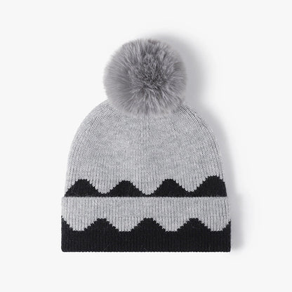 Quinn Silver Crest Wave Pom Beanie