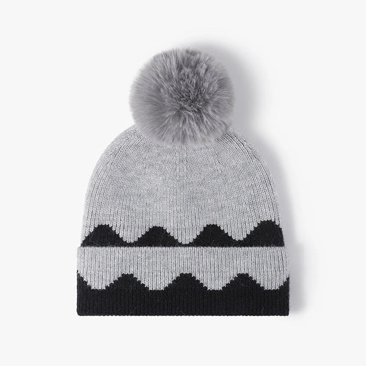Quinn Silver Crest Wave Pom Beanie