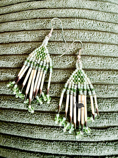 Alaska Native Bead & Porcupine Quills Earrings, Pre-Owned