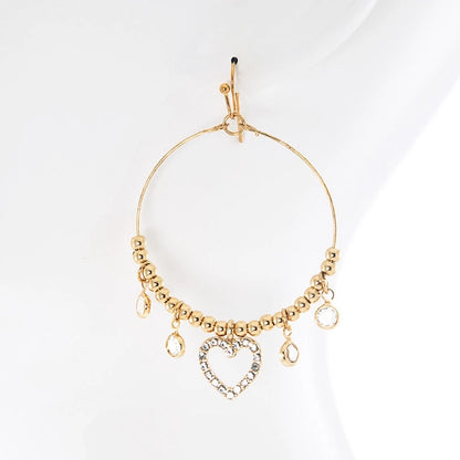 Arabella Pave Heart Circle Wire Dangle Earrings